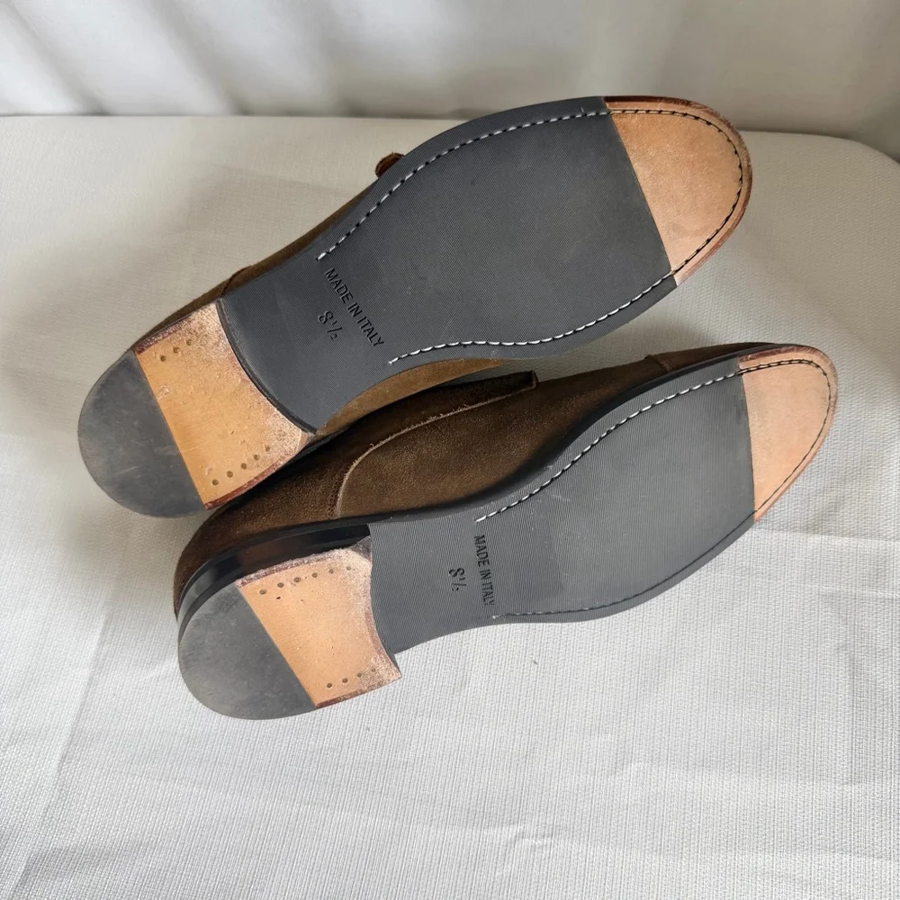 Men's Giorgio's Brown Suede Monk Strap Loafers 8.5